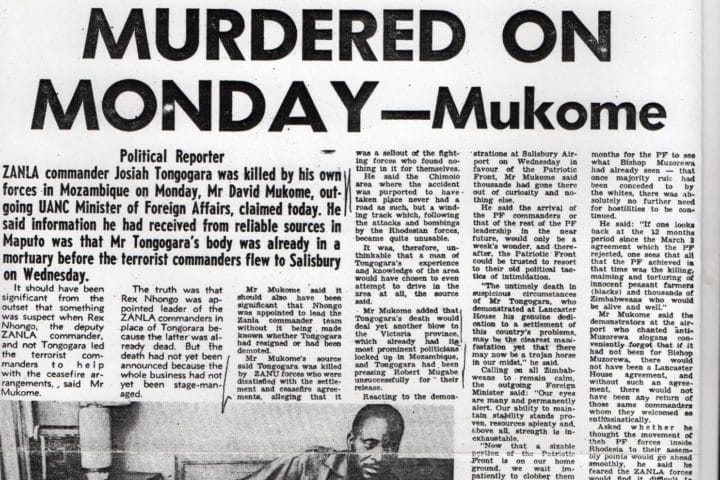 Tongogara Was Murdered On Monday Headline