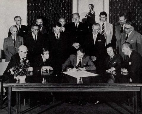 Signing The Unilateral Declaration Of Independence (ca. 1965)